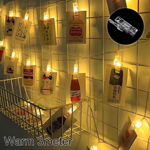 5/10Ft Photo Clip String Lights, Battery Operated Fairy Lights with Clips for Hanging Pictures, Warm Colorful for Bedroom Wall Patio Thanksgiving Christmas Party Wedding Decor