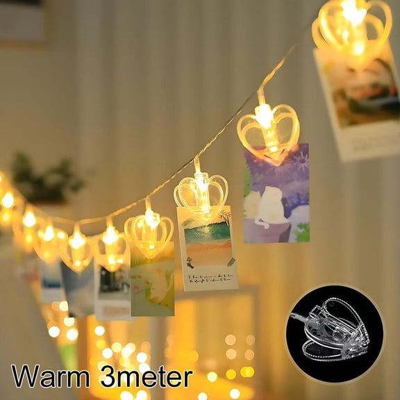 5/10Ft Photo Clip String Lights, Fairy Lights Battery Operated with Clips for Hanging Pictures Cards,Warm Colorful for Pictures Bedroom Wall Patio Thanksgiving Christmas Party Wedding Dcor