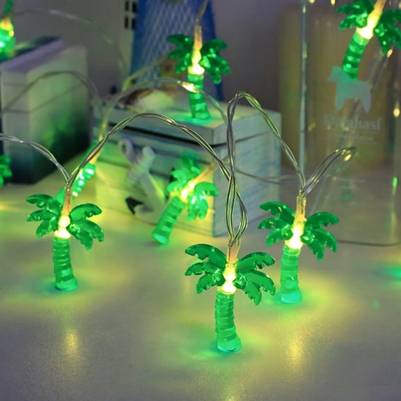 5/10Ft Tropical Hawaiian LED String Lights, Plug-in Flamingo Pineapple Palm Tree Decor Lights for Summer Beach Pool Patio Party