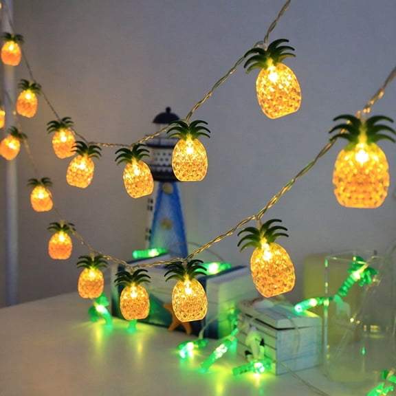 5/10Ft Tropical Hawaiian LED String Lights, Plug-in Flamingo Pineapple Palm Tree Decor Lights for Summer Beach Pool Patio Party