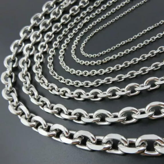 5/10Meter Wholesale Finding Silver Stainless Steel 2/3/4/5mm Rolo Chain In Bulk