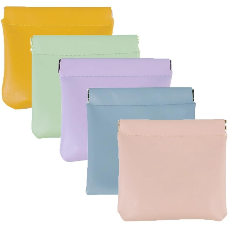 Tulgrve 5 10pcs Portable Mini Travel Makeup Bag Organizer Pouch for Women Small Makeup Bag for Purse Solid Colors Snap Closure Leather Organizer Pouch 5pcs