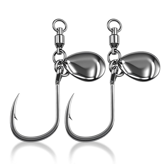5~10Pc High Strength Fishing Hooks with Swivel Spoon Bait Hook Saltwater 1#-4/0#