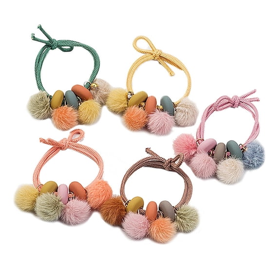 5Pcs Hair Tie Elastic Band Scrunchies Crystal Pompom Pearl Ponytail Holder