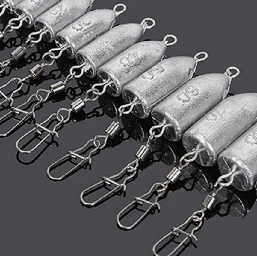 5/10Pcs Lead Sinkers 10-120g Fishing Weight Swivel Snap Link