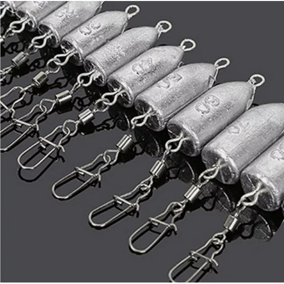 5/10Pcs Lead Sinkers 10-120g Fishing Weight Swivel Snap Link Trolling Bass Perch