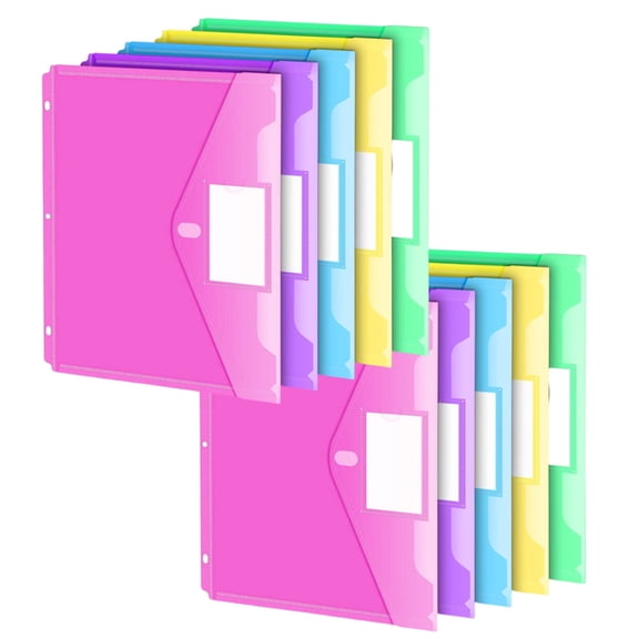 5/10Pcs Punched Pockets Clear Plastic File Bag Document Organiser with 3 Holes