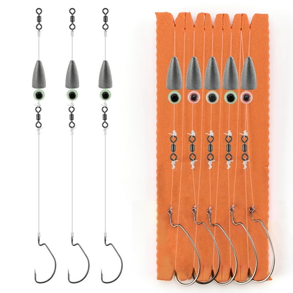 5/10pcs Fishing Carolina Rig with 7g-30g Weight Sinker EWG Hook Surf Fishing Leader Line Rig Saltwater for Catfish Walleye (14g Sinker,10pcs)