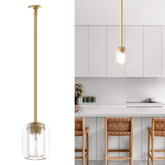 5.11" Gold Crystal Pendant Light Fixture,Modern Kitchen Pendant Light Over Island,Indoor Crystal Mini Hanging Lighting for Kitchen Dining Room