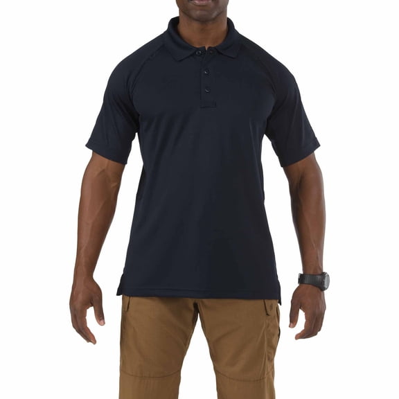 5.11 Tactical Men's Performance Short Sleeve Polo, 100% Polyester, Moisture Wicking, Dark Navy, XL, Style 71049T