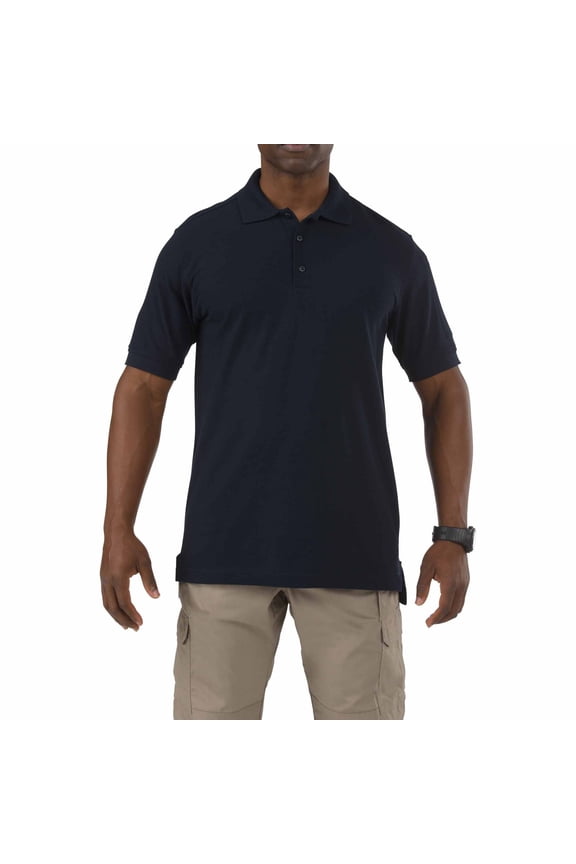 Tactical Men's Utility Tall Polo Shirt, Short Sleeve, Poly-Cotton Pique Knit Fabric, Dark Navy, 5XL, Style 41180T