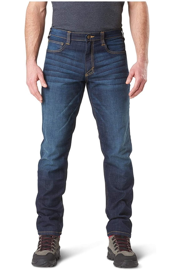 Tactical Mens Defender-Flex Jean Denim Straight Fit Pant, Dark Wash Indigo, 40Wx30L