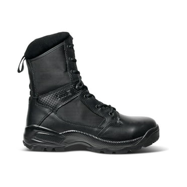 5.11 Work Gear Men's ATAC 2.0 8-Inch Leather Black Combat Military Side Zip Boots, Black, 4 Regular, Style 12391