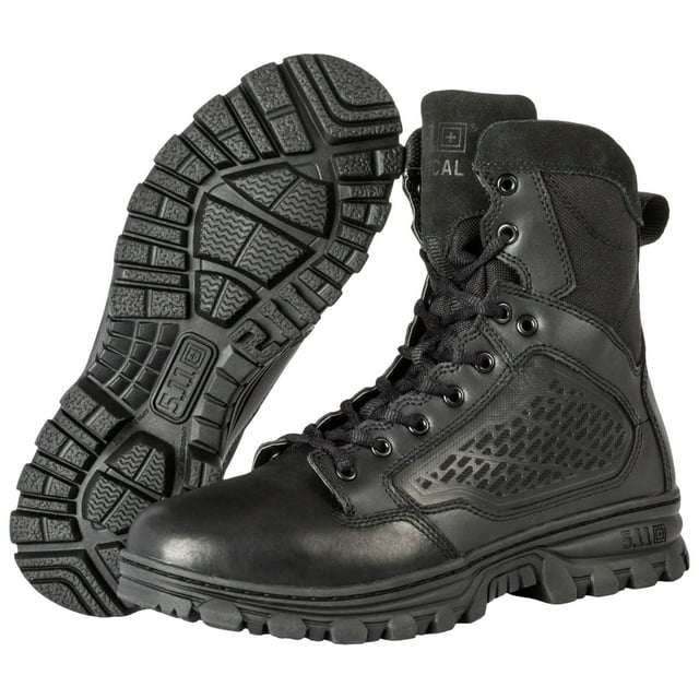 5.11 Work Gear Men's EVO 6-inch Boots, Side Zip, Full Grain Leather, Ortholite Insole, Black, 9/Regular, Style 12311