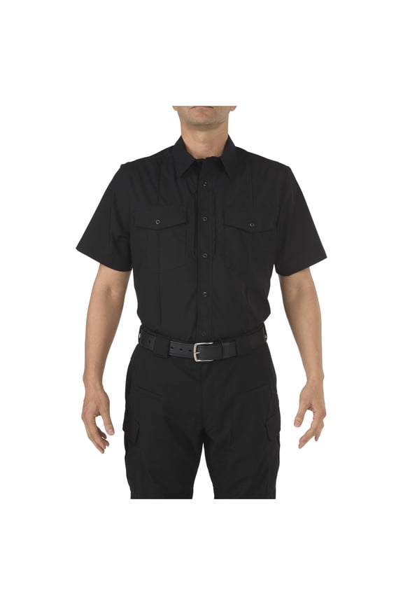 Work Gear Men's Flex-Tac Stryke Class B PDU Short Sleeve Shirt, Teflon Finish, Black, Small/Regular, Style 71038