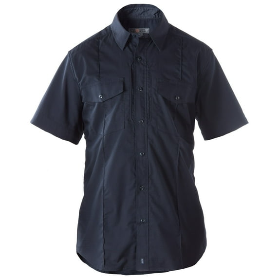 5.11 Work Gear Men's Flex-Tac Stryke Class B PDU Short Sleeve Shirt, Teflon Finish, Midnight Navy, 6X-Large/Tall, Style 71038