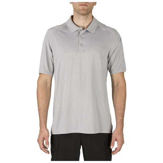 5.11 Work Gear Men's Helios Short Sleeve Polo Shirt, Moisture-Wicking, Quick-Drying, Heather Grey, Large, Style 41192