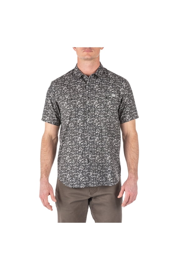 Work Gear Men's Micro Camo Short Sleeve Shirt, Gear Front slit, Battleship, X-Small, Style 71386
