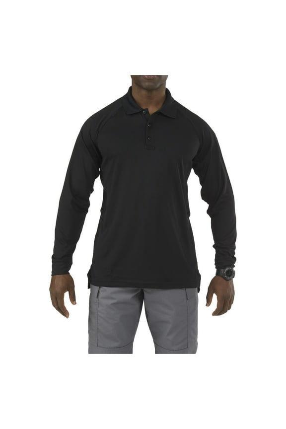Work Gear Men's Performance Long Sleeve Polo Shirt, 100% Polyester, SmartWeave Fabric, Black, Large, Style 72049