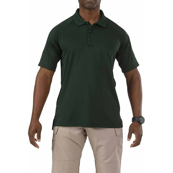 5.11 Work Gear Men's Performance Short Sleeve Polo Shirt, Moisture-Wicking Polyester, L.E. Green, Medium, Style 71049
