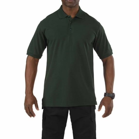 5.11 Work Gear Men's Professional Short Sleeve Polo Shirt, Cotton Fabric, Wrinkle-Resistant, L.E. Green, Small, Style 41060