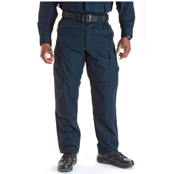 5.11 Work Gear Men's Ripstop TDU Work Pants, Adjustable Waistband, Lightweight Bottom, Dark Navy, X-Large/Short, Style 74003ABR