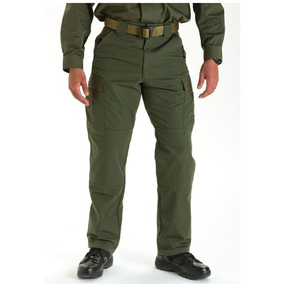 5.11 Work Gear Men's Ripstop TDU Work Pants, Adjustable Waistband, Lightweight Bottom, TDU Green, X-Large, Short, Style 74003