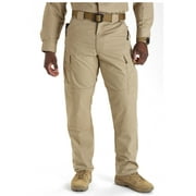 5.11 Work Gear Men's Ripstop TDU Work Pants, Adjustable Waistband, Lightweight Bottom, TDU Khaki, Large, Regular, Style 74003