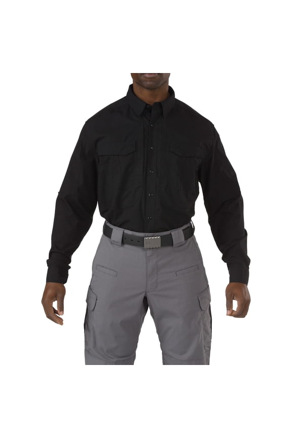 Work Gear Men's Stryke Long Sleeve Work Shirt, Teflon Treated, Flex-Tac Fabric, Black, 4X-Large, Style 72399T