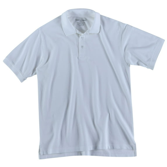 5.11 Work Gear Men's Utility Short Sleeve Polo Shirt, Poly-Cotton Fabric, Wrinkle Resistant, White, Small, Style 41180