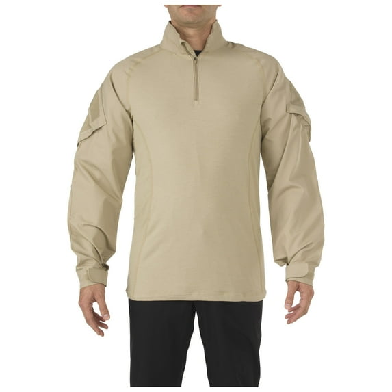 5.11 Work Gear Rapid Long Sleeve Shirt, Poly/Cotton Ripstop, Shoulder Pockets, TDU Khaki, Small, Style 72194