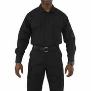 5.11 Work Gear Taclite Polyester-Cotton Ripstop Fabric TDU Long Sleeve Shirt, Black, Small, Style 72054
