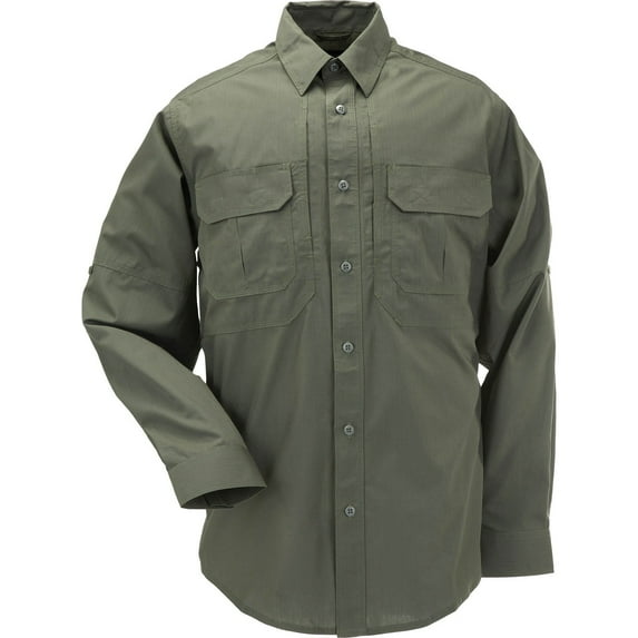 5.11 Work Gear Taclite Pro Long Sleeve Work Shirt, Poly-Cotton Fabric, Teflon Finish, TDU Green, 2X-Large, Style 72175