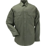 5.11 Work Gear Taclite Pro Long Sleeve Work Shirt, Poly-Cotton Fabric, Teflon Finish, TDU Green, Large, Style 72175