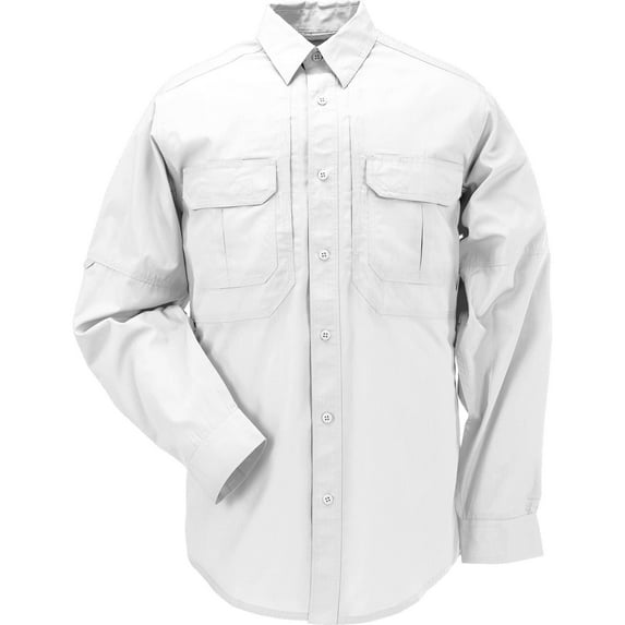 5.11 Work Gear Taclite Pro Long Sleeve Work Shirt, Poly-Cotton Fabric, Teflon Finish, White, 2X-Large, Style 72175