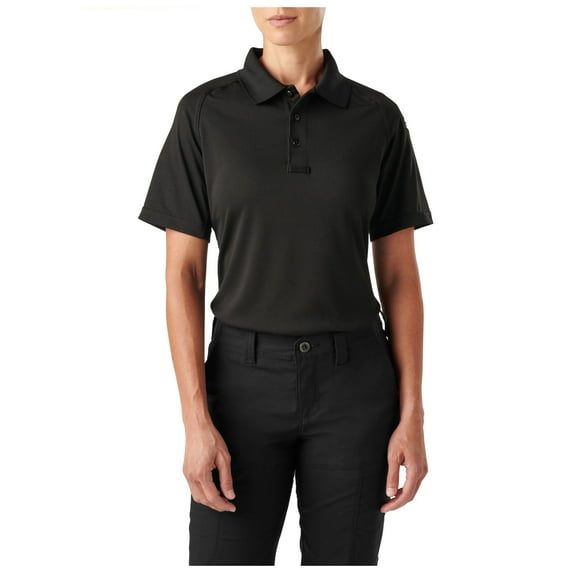 5.11 Work Gear Women's Polyester Fabric Performance Short Sleeves Polo Shirt, Black, Large, Style 61165