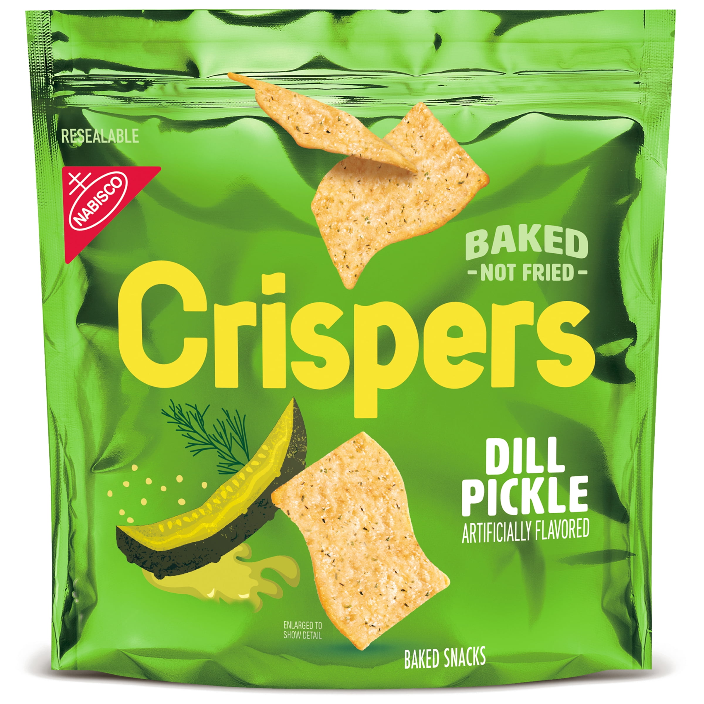 Crispers Dill Pickle Flavor Baked Snacks, Crunchy Snacks, 5.11 oz