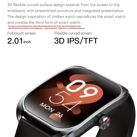 5.11cm 3D Curved Screen Smart Watch: Wireless Call, 1.96" HD Display, 100+ Sports Modes, Sleep/Step/Calorie Tracking, Android/iPhone Compatible