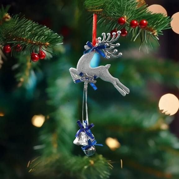 5.11x3.93 Inch Christmas Elks Decoration Plastic Hanging Ornament for Christmas Tree Decoration Gift Idea Festival Home Decor Easy to Hang Versatile Use All Ages Safe Material (White)