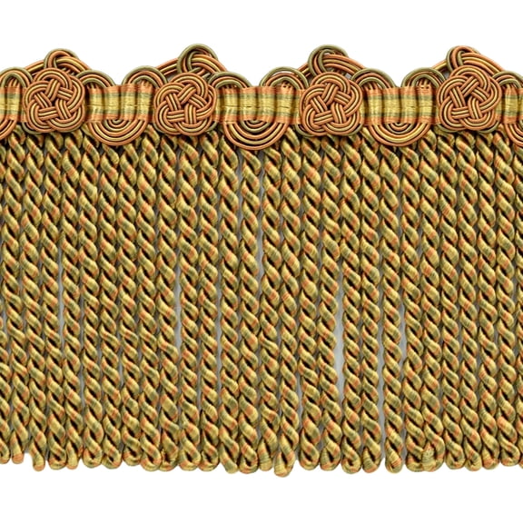 5" (12.5cm) Alexander Collection Bullion fringe Trim with Fancy Scroll and Rosette Header # BFAX5,, Sepia Beige #LX05 (Gold Beige, Khaki Brown, Light Orange) 5 Yards (15 ft/4.5m)