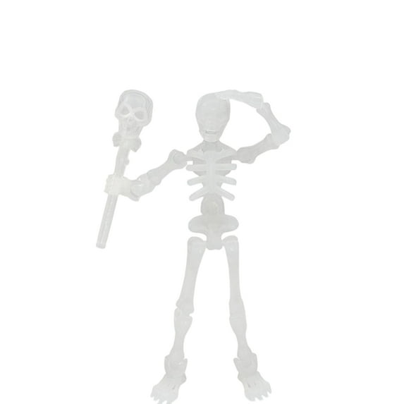 5.12 Inch Movable Articulated Skeleton Puppet Desktop Ornament, Wearing Multiple Sets Of Weapons, DIY Painted Craft Gift Home Decoration
