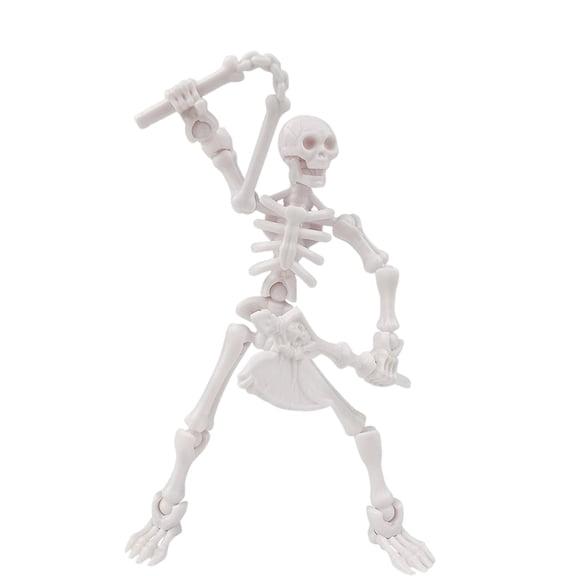 5.12 Inch Movable Articulated Skeleton Puppet Desktop Ornament, Wearing Multiple Sets Of Weapons, DIY Painted Craft Gift Home Decoration