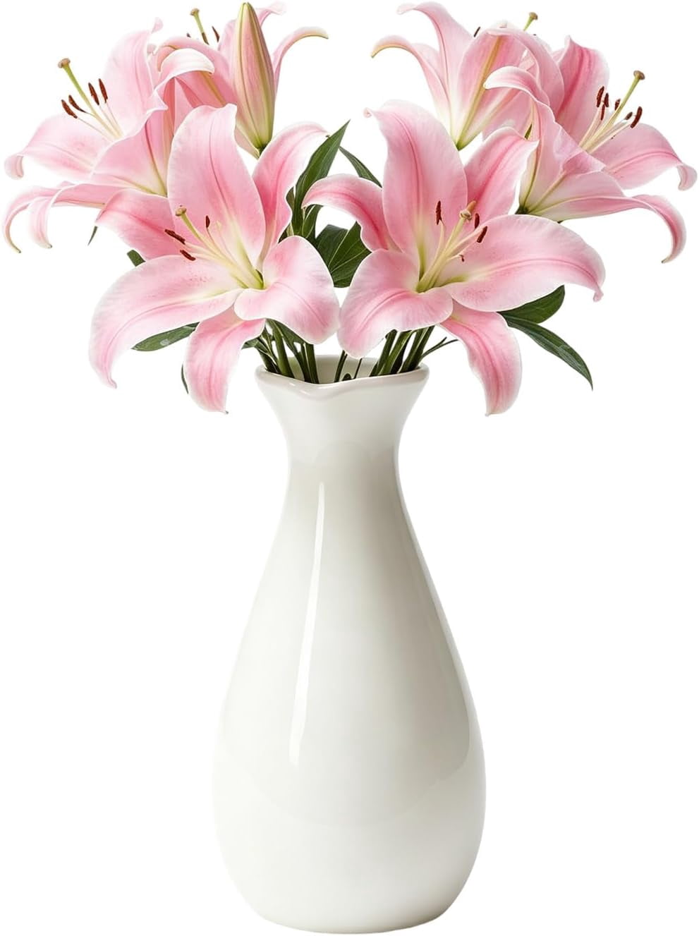 Small Purses Handcraft 5.12 Inch White Ceramic Bud Small Vase, Handcrafted Mini Flower Holder ...