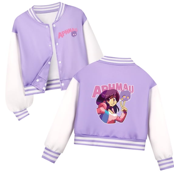5-12 Year Old APHMAU Girls' Jacket Kids Baseball Team Casual Role Printed Snap Fashion Jacket