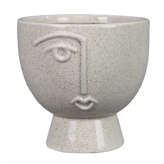 5.12 in. Stoneware Modern Tabletop Planter or Vase with Face Design