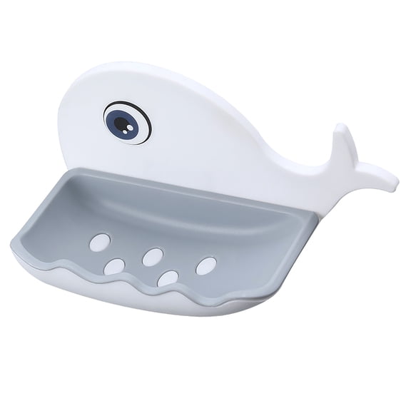 5.12 x 2.95 inch Soap Dish, Xubinwww, Wall Mount Adhesive Suction Cup, PP , Fish Shape, Blue/White