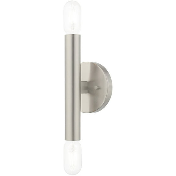 5.125 inch 2 Light Brushed Nickel ADA Wall Sconce with Steel base material