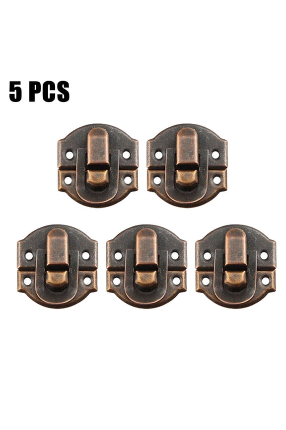 5/12Set Jewelry Box Hasp Clasp Suitcase Wood Chest Cabinet Decorative Lock Latch Vintage Case Buckle Lock Decorative Hardware Red Copper 5Pcs