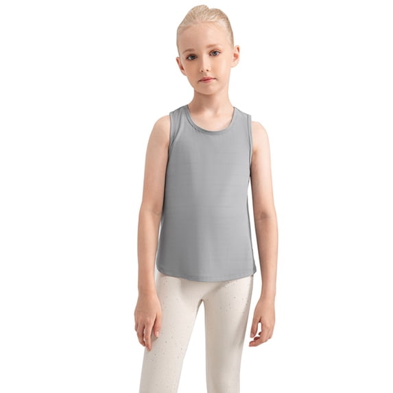 5-12T Girls Athletic Tank Tops Sleeveless Active Yoga Dance Sports Shirts Performance Vest