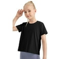 thumbnail image 1 of GYRATEDREAM Kid Girls Athletic Tops Open Tie Back Short Sleeves Workout Running Tennis Sports Shirts 5-12Years, 1 of 5